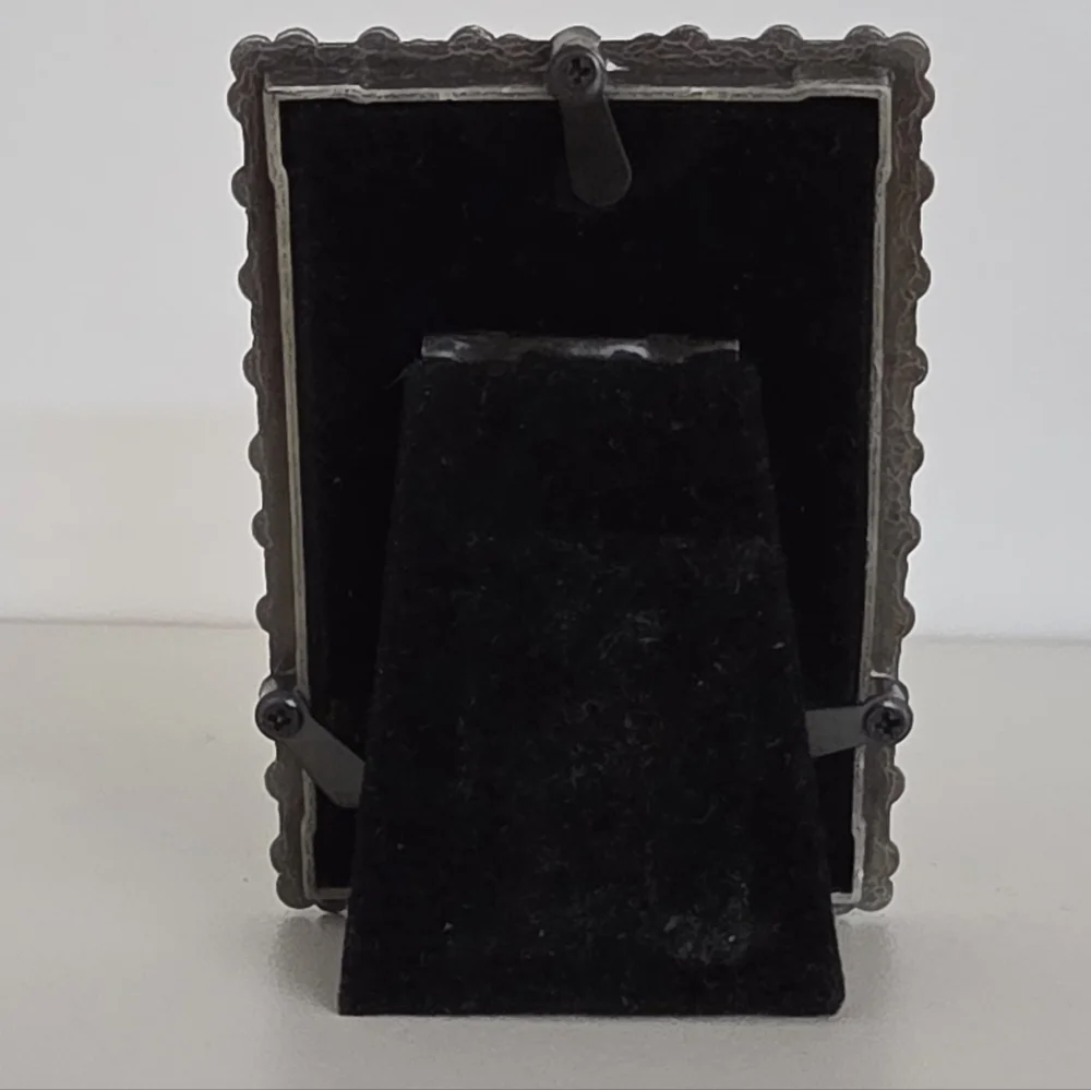 Papyrus Blue Austrian Crystal Floral Design Pewter Picture Frame